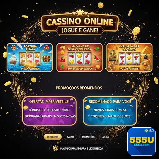 Imagem de jogos de slot e mesa de cassino online destacados em promoções exclusivas